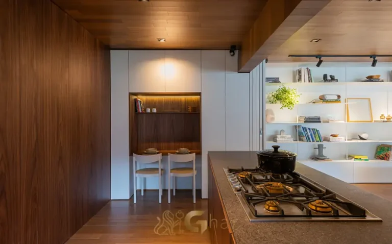 Cozinha integrada ao living do apartamento decorado em apartamentos no bairro do Brooklin, São Paulo