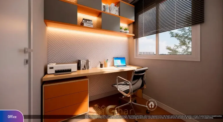 Escritório do apartamento decorado em apartamentos no bairro da Praça da Árvore, São Paulo