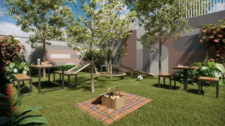 Espaço kids e piquenique do condomínio Metrocasa Prime Santana no bairro do Mandaqui, São Paulo