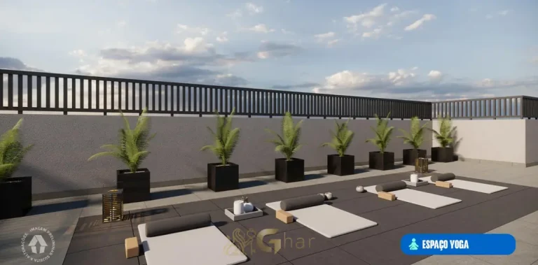 Espaço de yoga no rooftop em apartamentos no bairro de Ermelino Matarazzo, São Paulo