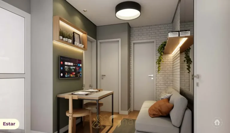 Sala de estar do apartamento decorado em apartamentos no bairro de Pirituba, São Paulo