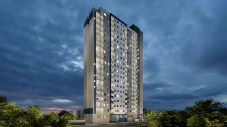 Fachada contemporânea do condomínio Metrocasa Barra Funda no bairro da Barra Funda, São Paulo