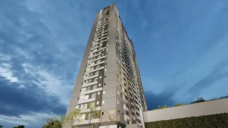 Detalhe da arquitetura da fachada em condomínio residencial no bairro da Vila Prudente, na Zona Leste de São Paulo