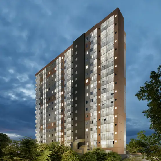 Ângulo lateral da fachada em apartamentos no bairro de Perus, São Paulo