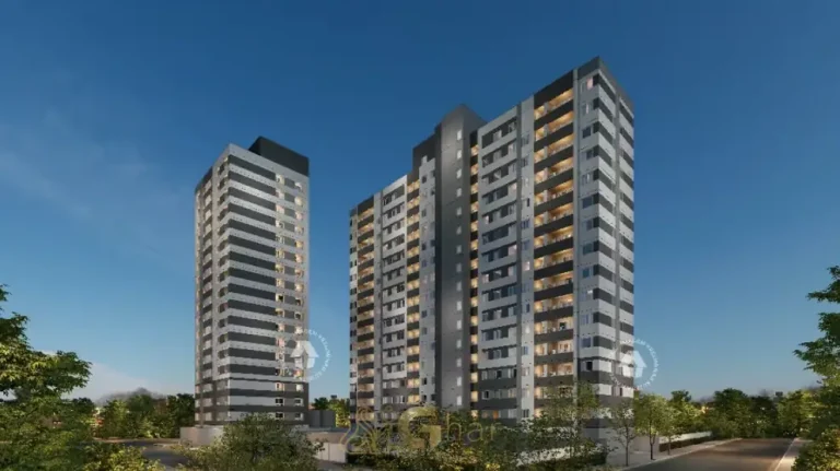 Fachada contemporânea do empreendimento do condomínio Metrocasa Liberdade no bairro da Liberdade, São Paulo