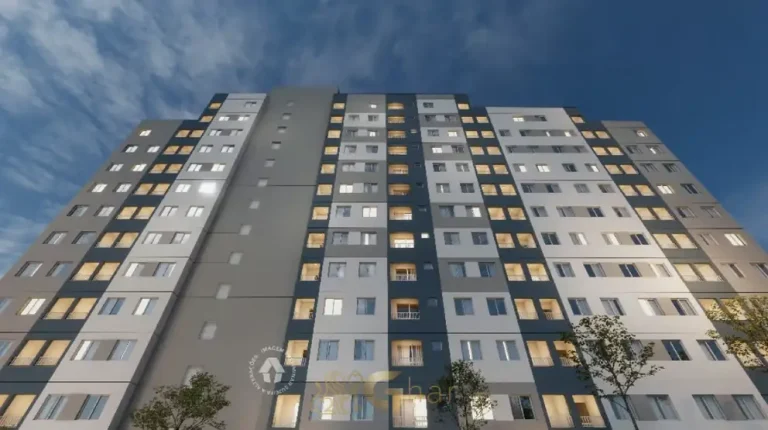 Fachada em outro ângulo em apartamentos no bairro de São Miguel Paulista, São Paulo