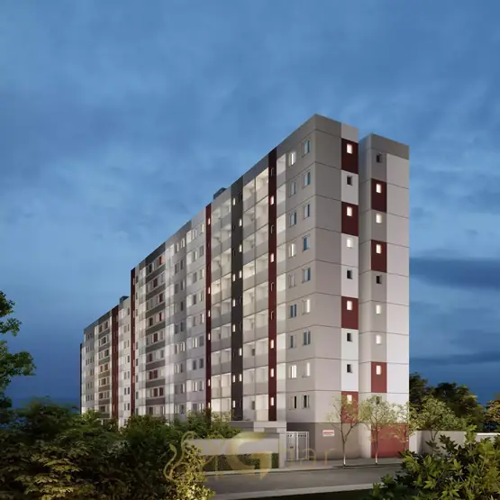 Fachada contemporânea do condomínio Metrocasa Viva Itaquera no bairro de Itaquera, São Paulo