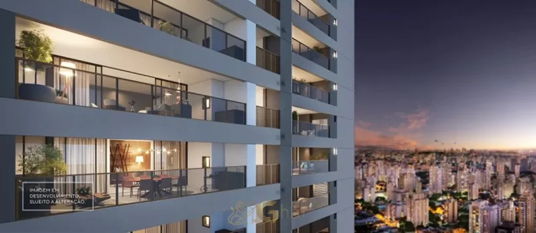 Fachada com varandas em apartamentos no bairro de Perdizes, São Paulo
