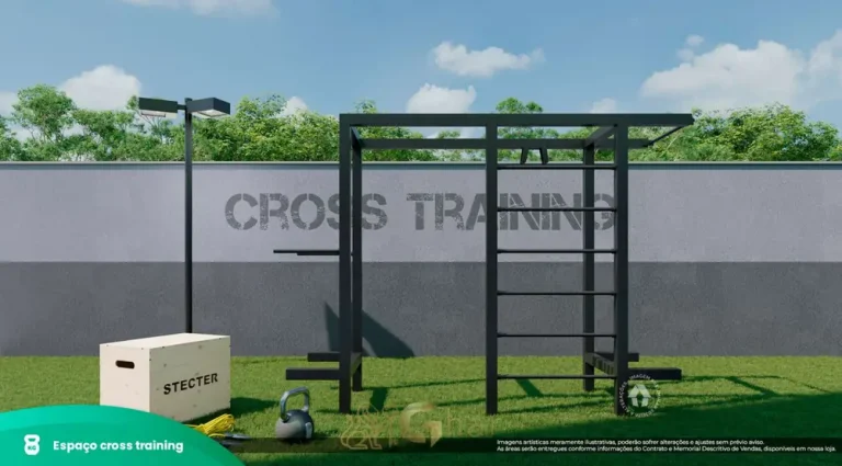 Espaço de fitness externo (cross training) em condomínio residencial no bairro de Santo Amaro, na Zona Sul de São Paulo