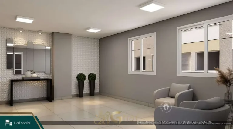 Hall social em condomínio residencial no bairro do Morumbi, na Zona Sul de São Paulo