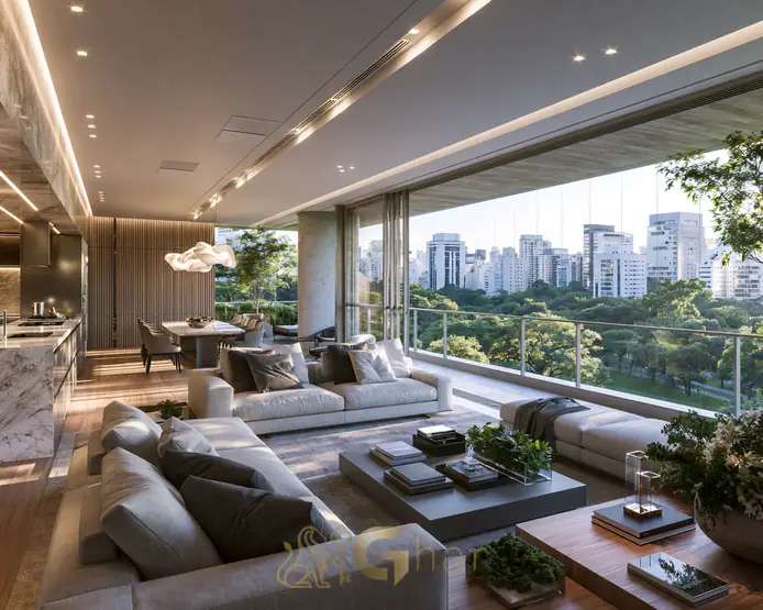 Varanda de apartamento novo em imobiliária no bairro Paraíso, região Zona Sul