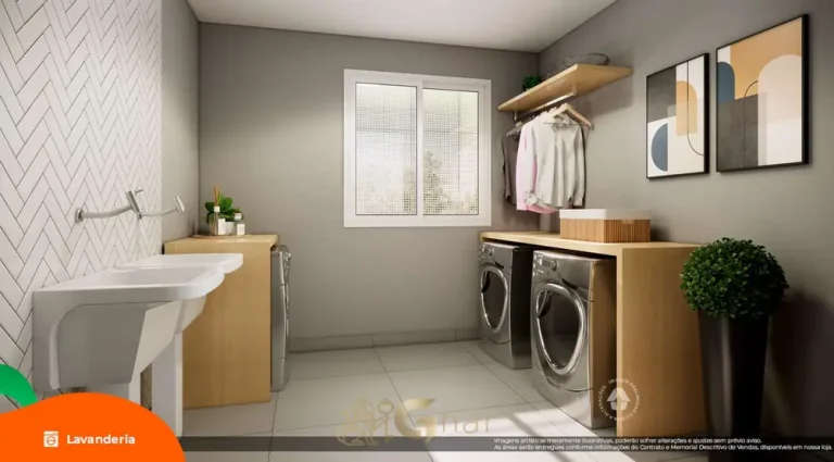 Lavanderia compartilhada do condomínio Metrocasa Sacomã II no bairro do Sacomã, São Paulo