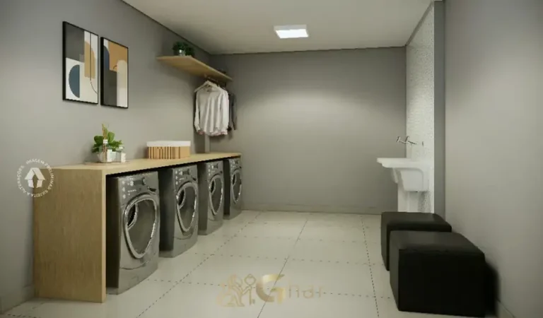 Lavanderia compartilhada em apartamentos no bairro da Vila Prudente, São Paulo