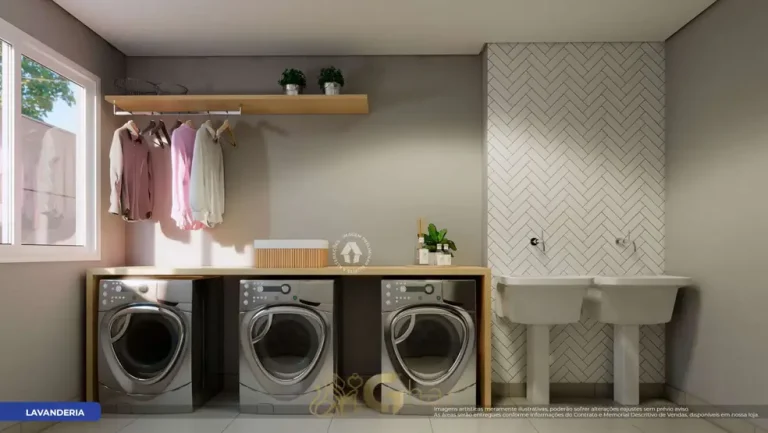 Lavanderia compartilhada equipada em apartamentos no bairro do Jaçanã, São Paulo