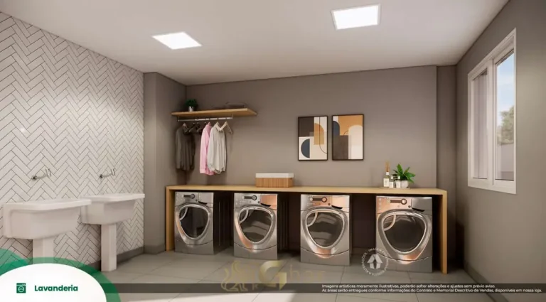 Lavanderia compartilhada em apartamentos no bairro do Jaguaré, São Paulo