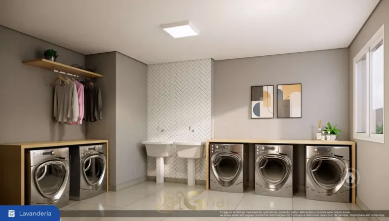 Lavanderia compartilhada em apartamentos no bairro da Liberdade, São Paulo