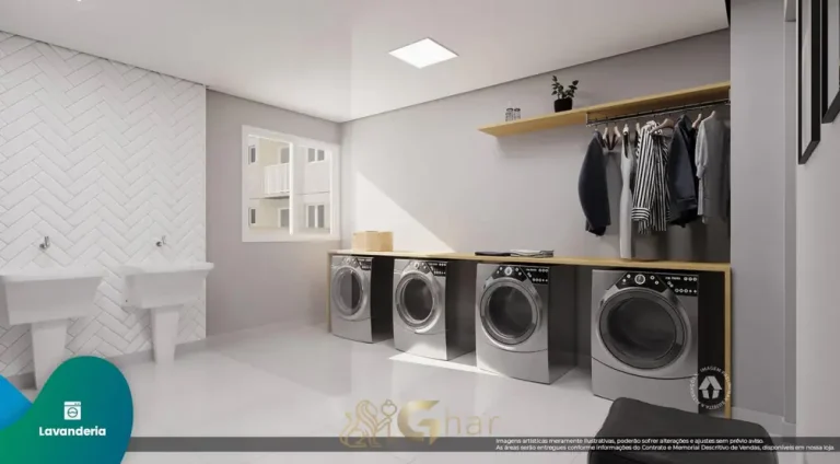 Lavanderia compartilhada em apartamentos no bairro do Cangaíba, São Paulo