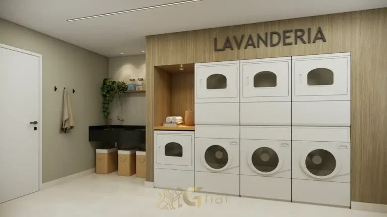 Lavanderia compartilhada em apartamentos no bairro do Mandaqui, São Paulo