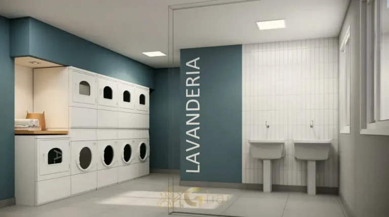 Lavanderia compartilhada em apartamentos no bairro da Vila Ema, São Paulo