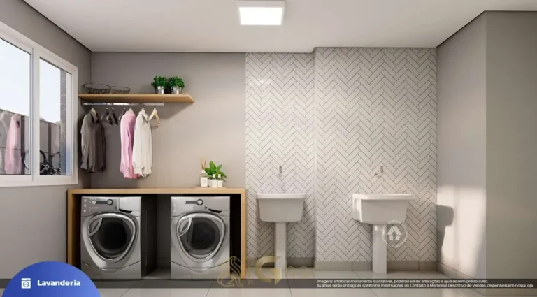 Lavanderia compartilhada em apartamentos no bairro da Liberdade, São Paulo