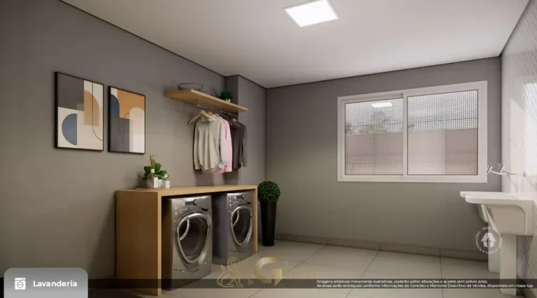 Lavanderia compartilhada em apartamentos no bairro de Sapopemba, São Paulo