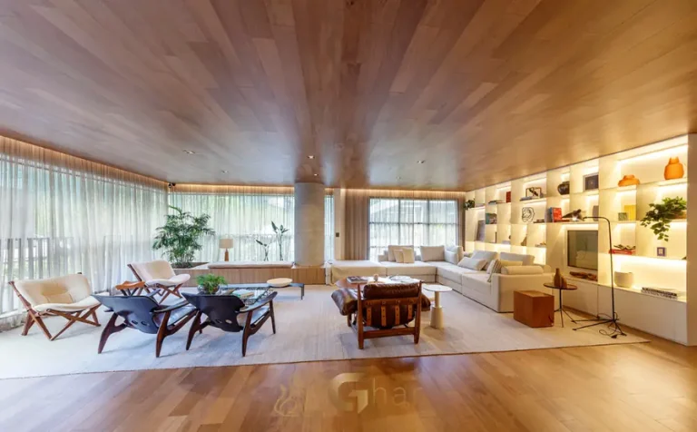 Living do apartamento decorado em apartamentos no bairro do Ibirapuera, São Paulo