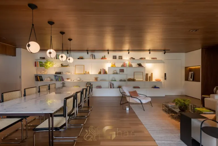Living com varanda integrada do apartamento decorado do condomínio Portugal 587 no bairro do Brooklin, São Paulo