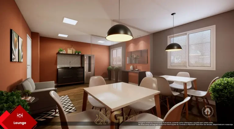 Lounge de convivência em apartamentos no bairro da Barra Funda, São Paulo