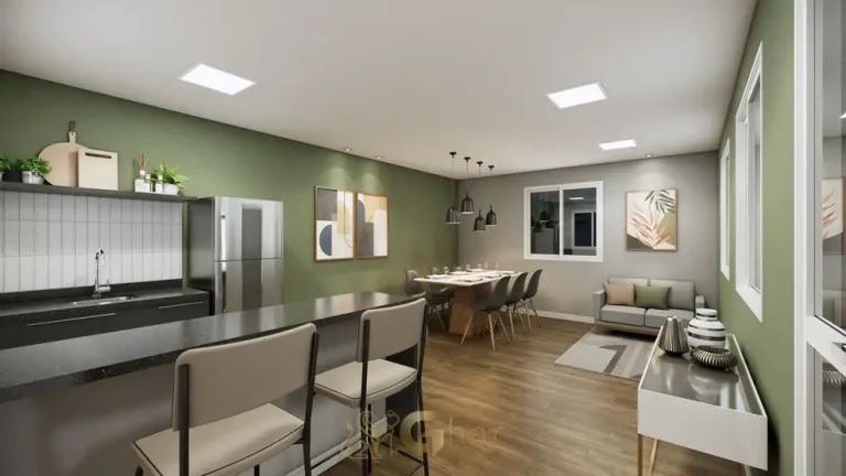 Lounge de convivência do condomínio Metrocasa Clube Itaquera no bairro de Itaquera, São Paulo