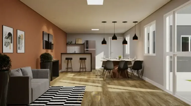 Lounge de convívio em apartamentos no bairro de Santo Amaro, São Paulo