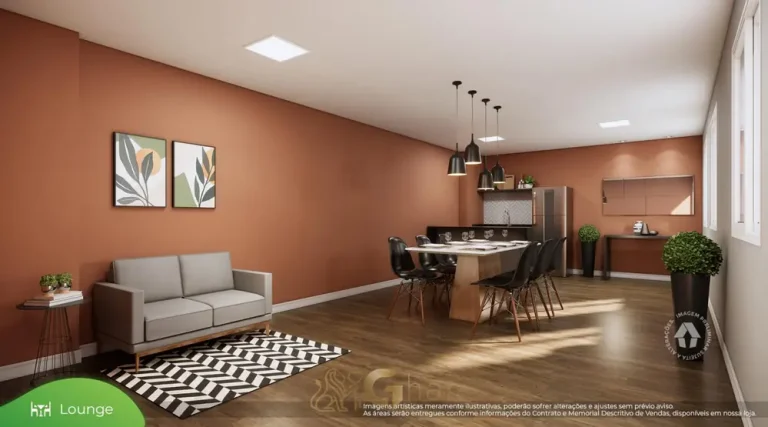 Lounge de convivência em apartamentos no bairro da Vila Prudente, São Paulo