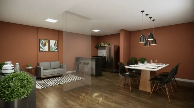 O lounge de convívio do condomínio Metrocasa Oratório no bairro da Vila Prudente, São Paulo