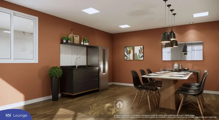 Lounge de convivência em apartamentos no bairro da Penha, São Paulo
