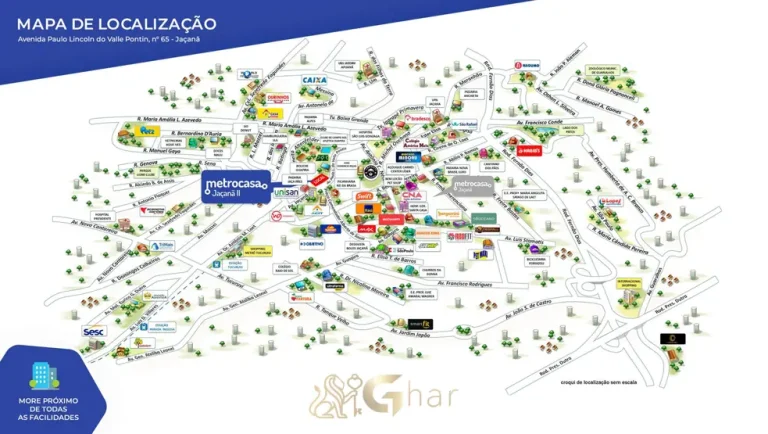 Mapa de localização no bairro em condomínio residencial no bairro do Jaçanã, na Zona Norte de São Paulo