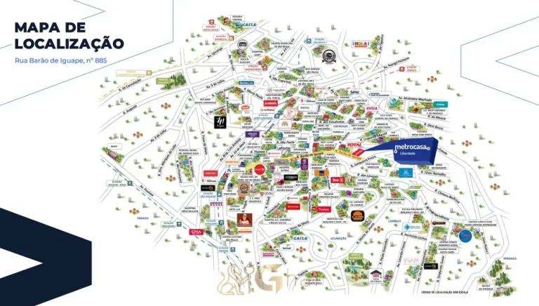 Mapa de localização no bairro em condomínio residencial no bairro da Liberdade, no Centro de São Paulo