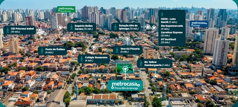 Mapa de localização no bairro do condomínio Metrocasa Prime Alto do Ipiranga no bairro do Alto do Ipiranga, São Paulo