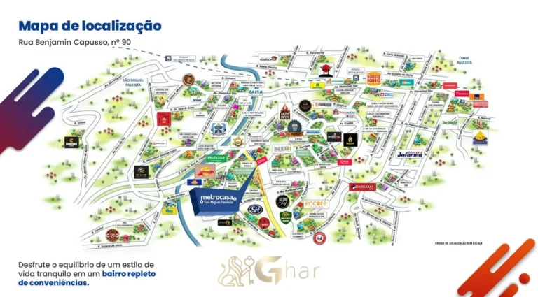Mapa de localização no bairro do condomínio Metrocasa São Miguel Paulista no bairro de São Miguel Paulista, São Paulo