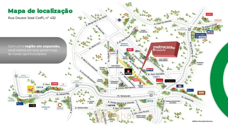 Mapa de localização do empreendimento em condomínio residencial no bairro de Sapopemba, na Zona Leste de São Paulo