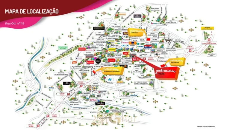 Mapa de localização do bairro do condomínio Metrocasa Vila Ré no bairro da Vila Ré, São Paulo