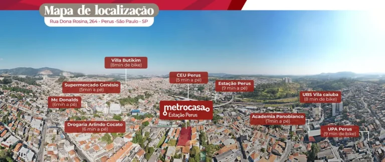 Vista aérea do bairro em condomínio residencial no bairro de Perus, na Zona Norte de São Paulo