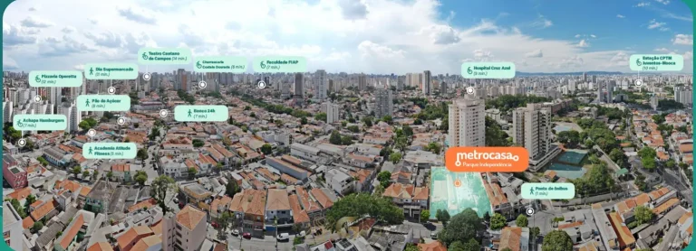 Vista aérea do entorno do bairro em condomínio residencial no bairro do Ipiranga, na Zona Sul de São Paulo