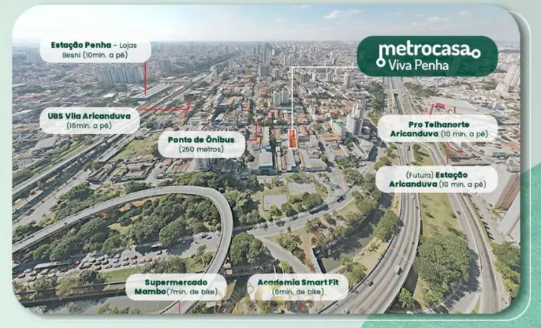 Vista aérea do bairro em condomínio residencial no bairro da Penha, na Zona Leste de São Paulo