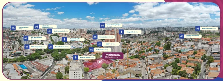Vista aérea do bairro em apartamentos no bairro de Pirituba, São Paulo