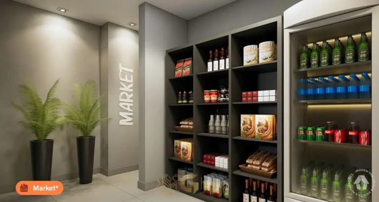 Market (mini mercado) em condomínio residencial no bairro do Ipiranga, na Zona Sul de São Paulo