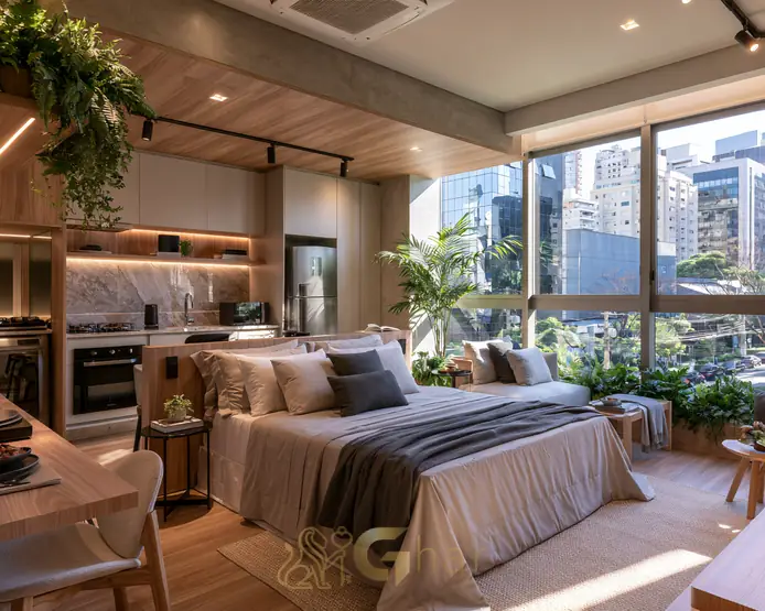 Studios novos em bairro central e residencial, São Paulo