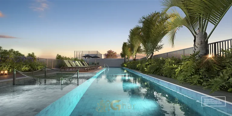Piscina adulto com deck em apartamentos no bairro da Vila Mariana, São Paulo