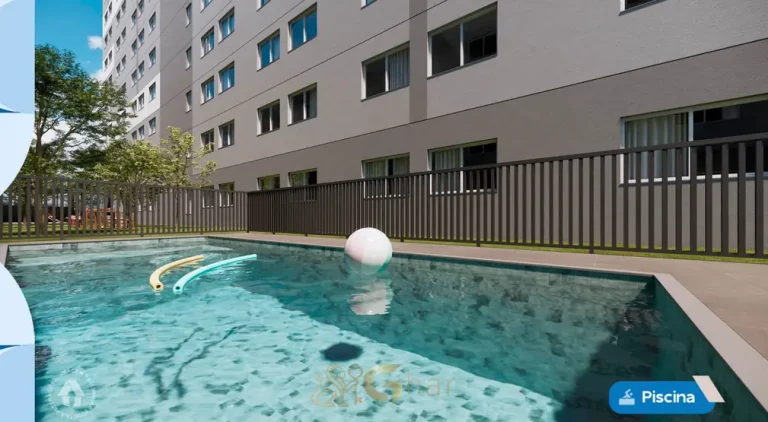 Piscina com solário do condomínio Metrocasa Clube Cangaíba no bairro do Cangaíba, São Paulo