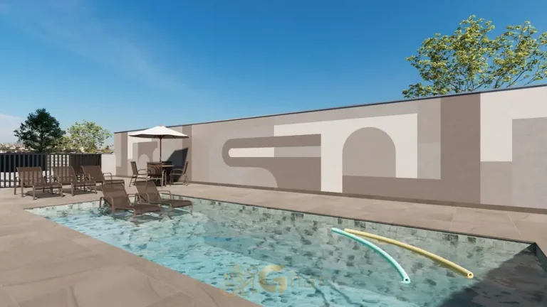 Piscina com solário em apartamentos no bairro do Ipiranga, São Paulo
