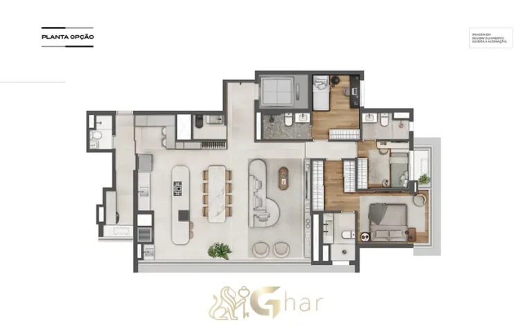 Planta do apartamento de 3 suítes com 146 m² em apartamentos no bairro da Vila Mariana, São Paulo