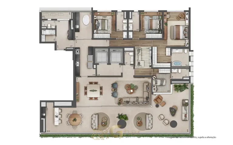 Planta do apartamento de 4 suítes de 355 m² em apartamentos no bairro da Vila Madalena, São Paulo